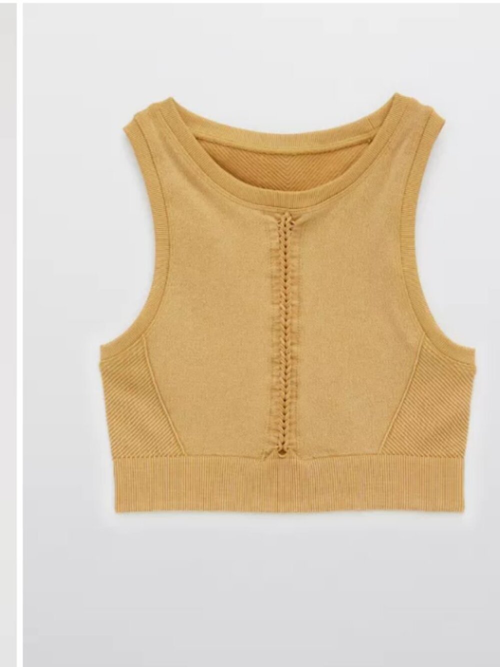 OFFLINE By Aerie Seamless Macrame Longline Sports Bra Gold Honey Camel Large